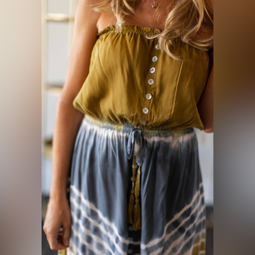 Tie Dye Strapless Maxi Dress-Size Medium